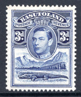 Basutoland 1938 KGVI Crocodile & Mountains - 3d Bright Blue HM (SG 22) - 1933-1964 Crown Colony