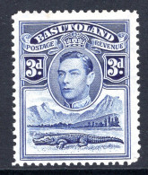 Basutoland 1938 KGVI Crocodile & Mountains - 3d Bright Blue HM (SG 22) - 1933-1964 Crown Colony