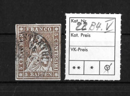 1854-1862 Helvetia (ungezähnt)   Einkreis-Rundstempel    ►SBK-22B4.V / CHF 40.- / 4 Seiten Weissrandiger Schnitt◄ - Usados