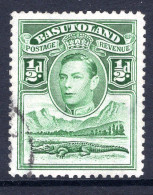 Basutoland 1938 KGVI Crocodile & Mountains - ½d Green Used (SG 18) - Postage Due
