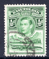 Basutoland 1938 KGVI Crocodile & Mountains - ½d Green Used (SG 18) - 1933-1964 Crown Colony