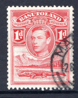 Basutoland 1938 KGVI Crocodile & Mountains - 1d Scarlet Used (SG 19) - 1933-1964 Kolonie Van De Kroon