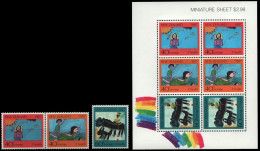 Neuseeland 1987 - Mi-Nr. 1000-1002 ** - MNH - Satz & KLB - Kindergemälde - Ungebraucht