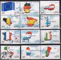 1999-ED. 3632 A 3643 Cortados De Minipliego-PAISES DEL EURO-BANDERAS EUROPEAS-usado- - Gebruikt