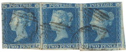 Bp94:SG13-15: TWO PENCE With White Lines: O__F - O__G - O__H :  Plate 4: 3 Good Margins/stamp - Used Stamps