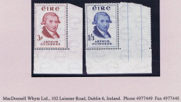 Ireland 1959 Arthur Guinness 3d And 1/3d, Set Of Two, Lower Right Corner Marginal Mint, Stamps Unmounted - Ungebraucht