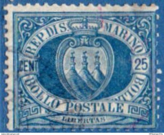 San Marino 1894 25 C Blue 1 Value Cancelled - Usados