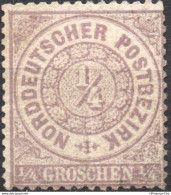 Germany, North German Confed. 1869 ¼ Gr Unused No Gum 2010.2501 Nord Deutscher Post - Neufs