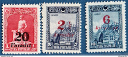 Turkey 1929  Overprinted Stamps 3 Values MH 2011.2729 Basic Stamps With Ottoman Lettering - Autres & Non Classés