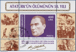 Ceskoslovakia 1988 President Atatürk 50th 50 Yr Day Of Death Block Cancelled 2011.1827 - Autres & Non Classés