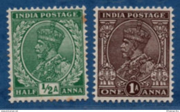 India British 1934, King Georg V ½ & 1 As Shades MH, 2 Values  2104.1705, ½ D Browwn Spots - 1911-35 King George V