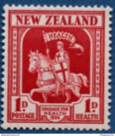 New Zealand 1934 Crusade For Health Issue Knight 1 Value MNH 2102.2613 - Neufs