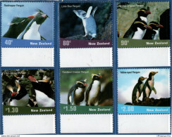 Penguins 2004 New Zealand 6 Val MNH Rockhopper, Snares , Erect, Fiordland Crested, Yellow, Little Blue, 2102.1301 - Pinguine