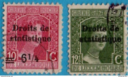 Luxemburg 1914 Marie Adelheid Droit Statistiques  6¼ On 10c & 12½ C, 2 Values Cancelled 14 Fiscal - 1914-24 Marie-Adelaide