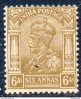 British India 1911 George V 6 A Olive Yellow MH 2301.0825 - 1911-35 King George V