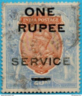 British India 1925 George V 1 Rupee Service Overprint On 25 Rupee 1911 Cancelled 2212.2920 Richter Signature - 1911-35 King George V