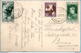 Vatican 1935 & 25 C Catholic Press Stamps On 30 June 1937 Postcard To Switzerland 2303.2504 - Brieven En Documenten