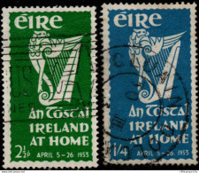 Eire 1953 Ireland At Home Festivities 2 Values Used 53-1 Harp - Usati