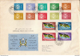 Postal History Cover: South Arabia Federation Set On Used FDC - Enveloppes