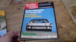 142 / AUTO MOTOR UND SPORT N° 22 1969  GROBER FAHRBERICHT VW PORSCHE 914 - Auto En Transport