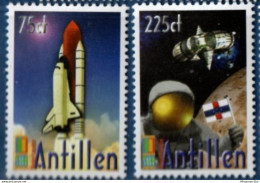 Dutch Antilles 2000 Anaheim 2000 2 Values MNH 2106.0936 Space Shuttle, Rocket - América Del Norte