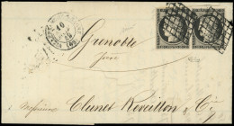 Let EMISSION DE 1849 - 3a   20c. Noir Sur Blanc, PAIRE Obl. GRILLE S. LAC, Càd T15 VILLEFRANCHE-S-SAONE 10/11/49, TB - 1849-1876: Classic Period