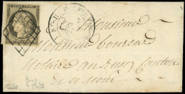 Let EMISSION DE 1849 - 3i   20c. GRIS, Obl. GRILLE S. LAC, Càd T14 St HIPPOLYTE (DOUBS) 23/2/50, Nuance Certifiée Calves - 1849-1876: Classic Period