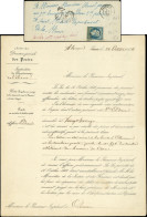 Let PRESIDENCE - 10   25c. Bleu, Défx, Obl. PC S. Env., Càd T15 ALENCON 5/12/53, Taxe 30, Mention "timbre Poste Ayant Dé - 1849-1876: Période Classique