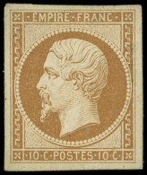 * EMPIRE NON DENTELE - 13B  10c. Brun Clair, T II, Belles Marges, Frais Et TTB. Br - 1853-1860 Napoleon III