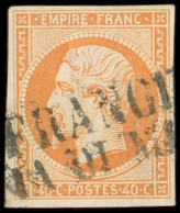 EMPIRE NON DENTELE - 16   40c. Orange, Obl. FRANCIA/VIA DI MARE, TB - 1853-1860 Napoleon III