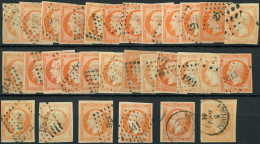 EMPIRE NON DENTELE - 16   40c. Orange, 30 Ex. Obl., Nuances Diverses, Qqs Ex. Choisis, TB - 1853-1860 Napoleon III