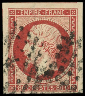 EMPIRE NON DENTELE - 17Ar 80c. VERMILLONNE FONCE, 3 Grandes Marges, Obl., Nuance Certifiée Scheller, TB. S - 1853-1860 Napoleon III