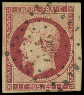 EMPIRE NON DENTELE - 18    1f. Carmin, Obl. PC, Frappe Légère, TTB - 1853-1860 Napoleon III