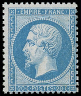 ** EMPIRE DENTELE - 22   20c. Bleu, Inf. Adh. D'origine, TB - 1862 Napoleon III