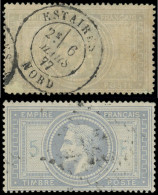 EMPIRE LAURE - 33    5f. Violet-gris, 2 Ex. Défx, Obl. GC Et Càd T18, B/TB - 1863-1870 Napoleon III With Laurels