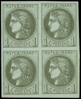 ** EMISSION DE BORDEAUX - 39B   1c. Olive, R II, BLOC De 4, TTB, Certif. Behr - 1870 Bordeaux Printing