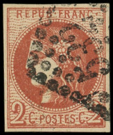 EMISSION DE BORDEAUX - 40Bf  2c. ROUGE-BRIQUE FONCE, R II, Obl. GC 532, Nuance Certifiée Calves, TB - 1870 Bordeaux Printing