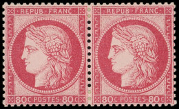 * CERES DENTELE - 57   80c. Rose, PAIRE, Bon Centrage, Frais Et TB - 1871-1875 Ceres