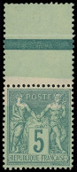 ** TYPE SAGE - 75    5c. Vert, Teinte De Fond Partielle Et Sur Bdf, Excellent Centrage, TTB - 1876-1898 Sage (Type II)