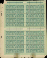 ** TYPE SAGE - 75f   5c. Vert S. Verdâtre, FEUILLE De 100, Pliée Au Centre, Qqs Déf. Sur Les Bords Mais Tous Les T. TB - 1876-1898 Sage (Type II)