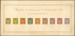 ESSAIS -  Sage, 15c. "Proposition De Couleurs Pour Le Timbre-Poste à 0f15", 9 Vignettes Collées Sur Feuillet Carton, TB - Other & Unclassified