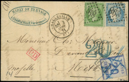 Let ALSACE-LORRAINE - Affranchissements Mixtes Avec France N°6 20c. Bleu, Obl. Plume Et PP, MIXTE Avec France N°20 Et 37 - Covers & Documents