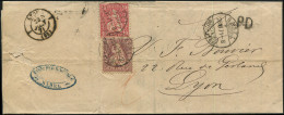 Let Guerre De 1870 -  10c. Et 50c. (pli D'archive) De Suisse Obl. Càd BASEL 26/6/71 S. LAC Acheminée De Bâle, Arr. LYON  - War 1870