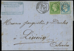 Let AFFRANCHISSEMENTS DE SEPTEMBRE 1871 - N°20 Et 29A Obl. GC 2145 S. LAC, Càd T17 LYON 2/9/71, TB - 1849-1876: Classic Period