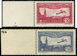 ** POSTE AERIENNE - 5 Et 6a, Vue De Marseille, 1f.50 Carmin Et 1f.50 Outremer, TB - 1927-1959 Ungebraucht