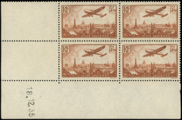 ** POSTE AERIENNE - 13  3f.50 Brun-jaune, BLOC De 4 CD 18/12/35, TB - 1927-1959 Mint/hinged