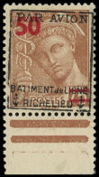 ** Poste Aérienne Militaire -  1 : Mercure 50 Sur 75c. Brun, Surch. BATIMENT De LIGNE RICHELIEU, Bdf, TB - Military Airmail