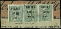 PREOBLITERES - 28a 15c. Vert-olive, POSTES PARIS 1921, Grands Chiffres 192 Tenant à Normal + Un Ex. Normal, Pièce UNIQUE - 1903-60 Sower - Ligned