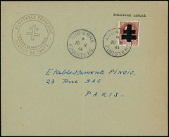 Let LA  LIBERATION - AUDIERNE 12 : 1f50 Brun-rouge T II Obl. 20/9/44 S. Env. Avec Cachet Croix De Lorraine Canton De Pon - Liberation