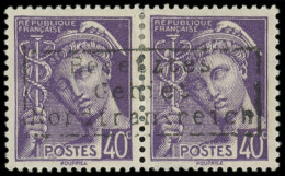 * Spécialités Diverses - GUERRE COUDEKERQUE 5 : 40c. Violet, Mercure, La Paire Surchargée COUDEKERQUE, TB. Br - War Stamps